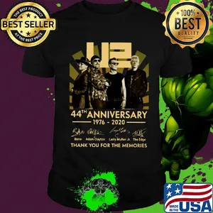 U2 44th anniversary 1976-2020 signatures thank you for the memories shirt