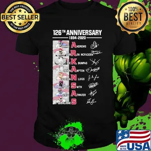 126th anniversary 1894 2020 arkansas razorbacks football team signatures shirt