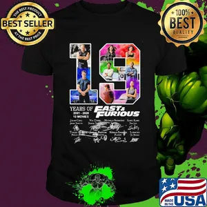 19 years of 2001 2020 10 movies fast and furious car signatures shirt