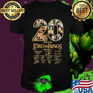 20 years of the lord of the rings 2001 2021 signatures shirt