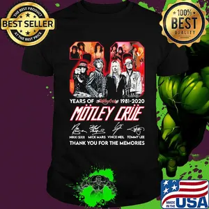 29 years of 1981 2020 motley crue band thank you for the memories signatures shirt