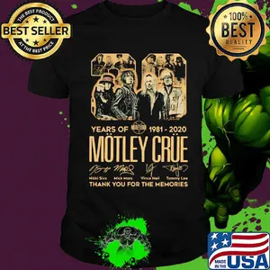29 years of 1981 2020 motley crue thank you for the memories signatures shirt