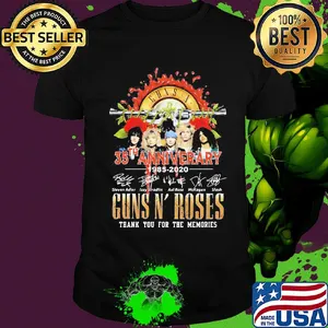 35th anniversary 1985 2020 Guns N' Roses thank you for the memories signatures shirt