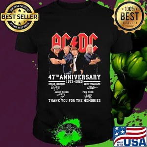 Acdc 47th anniversary 1973 2020 thank you for the memories signatures shirt