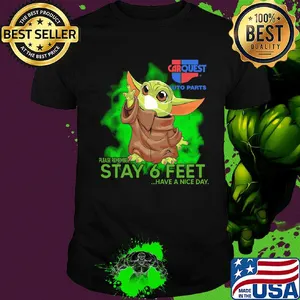 Baby Yoda face mask Carquest auto parts shirt