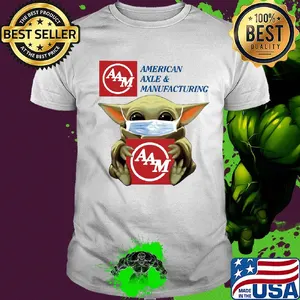 Baby Yoda face mask hug American Axle and Manufacturing shirt