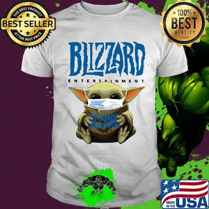 Baby Yoda face mask hug Blizzard Entertainment shirt
