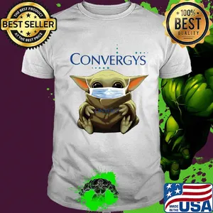 Baby Yoda face mask hug Convergys shirt