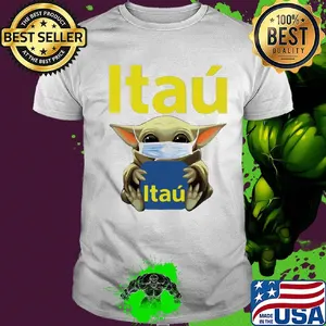 Baby Yoda face mask hug Itaú shirt
