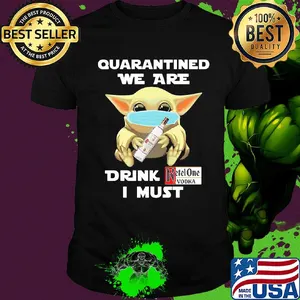 Baby Yoda face mask hug quatantined we are drink Ketel One Vodka I must shirt