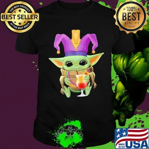 Baby Yoda Mardi Gras drink orange Juice shirt