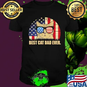 Best cat dad ever American flag veteran Independence Day vintage shirt