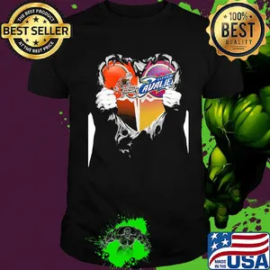 Blood inside cleveland browns and cleveland cavaliers heart shirt