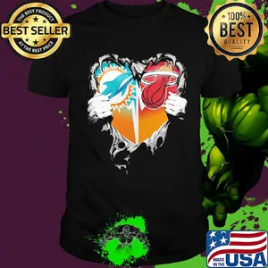 Blood inside miami dolphins vs miami heat heart shirt
