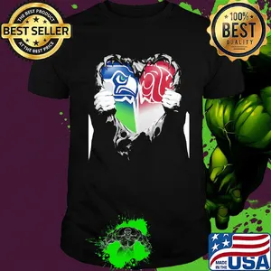 Blood inside seattle seahawks and washington state cougars heart shirt