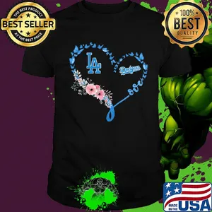 Butterfly love los angeles dodgers flowers heart shirt