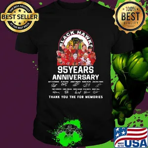 Chicago blackhawks 95 years anniversary thank you for the memories signatures shirt