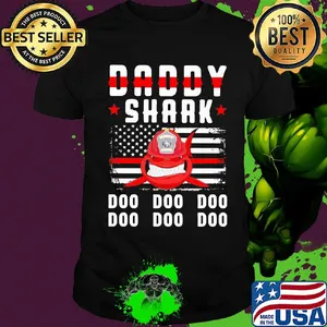 Daddy shark doo doo doo Firefighter American flag veteran Independence Day shirt