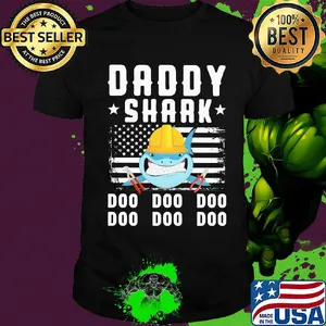 Daddy shark doo doo doo Lineman American flag veteran Independence Day shirt