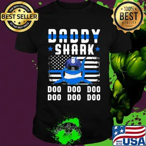 Daddy shark doo doo doo police American flag veteran Independence Day shirt