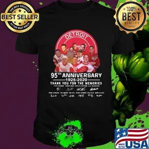 Detroit red wings 95th anniversary 1925 2020 thank you for the memories signatures shirt