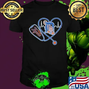 Detroit tigers baseball stethoscope heart shirt