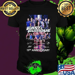 Fast and furious 19th anniversary characters signatures shirt