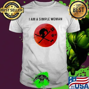 I am a simple woman skiing paw wine shirt