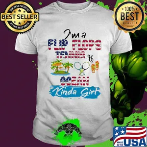 I'm a flip flops tennis ocean kinda girl American flag veteran Independence Day shirt