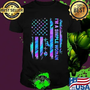 I'm a simple woman horse american flag heartbeat shirt