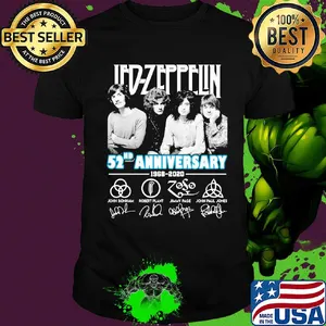 Led-zeppelin 52nd anniversary 1968 2020 signatures shirt