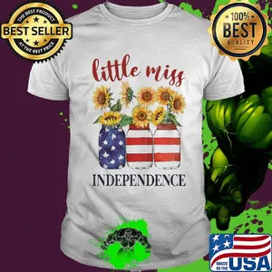 Little miss sunflower american flag independence day shirt