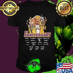 Los angeles lakers basketball team 60th anniversary 1960 2020 signatures shirt