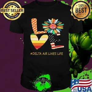 Love delta air lines life flower american flag vintage shirt