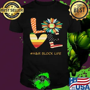 Love h&r block life flower american flag vintage shirt