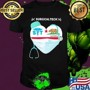 Medical Assistant Surgical Tech heart California Bear nurse mask shirt