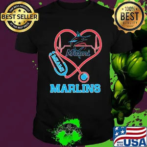 Miami marlins baseball stethoscope heart shirt