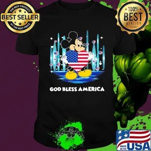 Mickey mouse hug heart god bless america flag independence day shirt