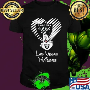 Mickey mouse hug heart las vegas raiders logo shirt