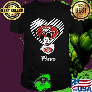 Mickey mouse hug heart san francisco 49ers logo shirt