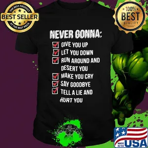 Never gonna give you up let you down run around and desert you shirt