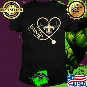 New orleans saints football stethoscope heart shirt