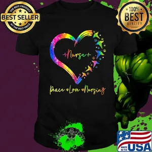 Nurse peace love nursing heart shirt