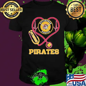 Nurse pittsburgh pirates baseball stethoscope heartbeat shirt