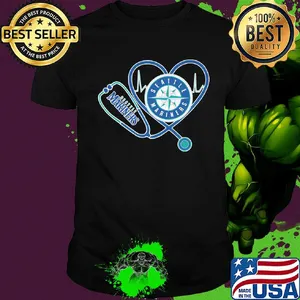 Nurse Seattle mariners stethoscope heartbeat shirt