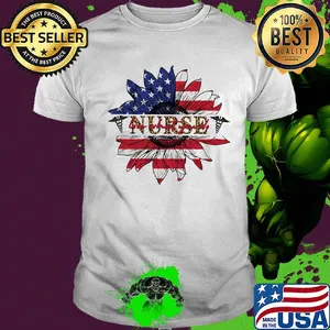Nurse sunflower American flag veteran Independence Day shirt