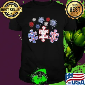 Patriotic autism firework american flag independence day shirt