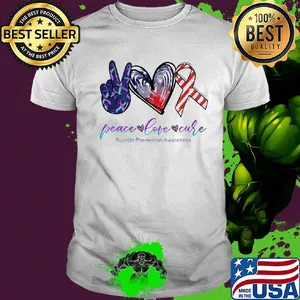 Peace love cure suicide prevention awareness heart shirt