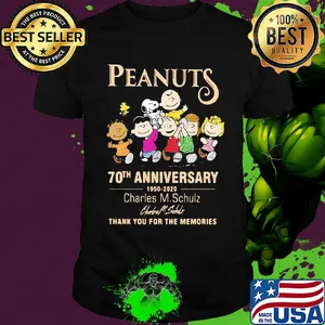 Peanuts 70th anniversary 1950 2020 charles m.schulz thank you for the memories signature shirt