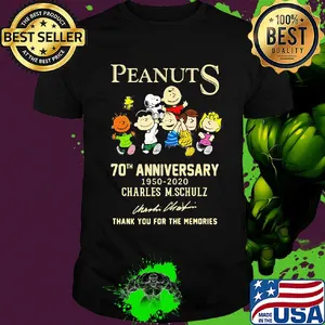 Peanuts 70th anniversary 1950 2020 charles m.schulz thank you for the memories signatures shirt